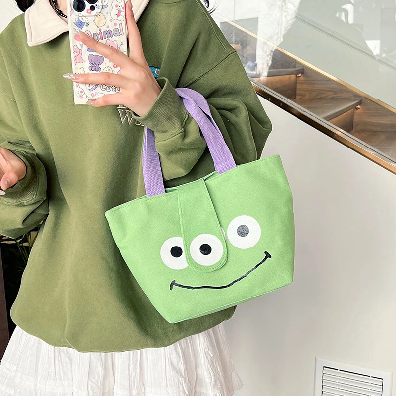 

Cartoon Three Eyed Monster Tote Bag Casual Large Capacity Shopping Handbag Lunch Bento Bag