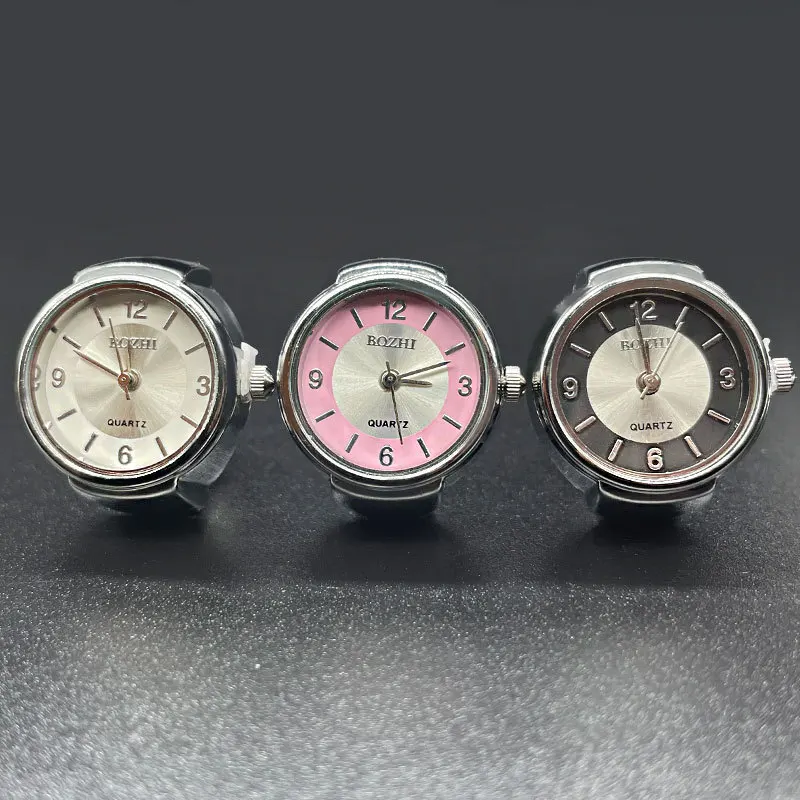 WLP Fashion Punk Alloy Quartz Watch Finger Rings for Women Men Vintage Stretchy Strap Clock Digital Dial Watches Ring Jewelry