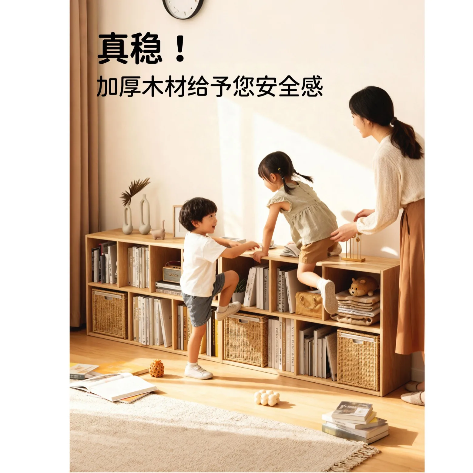 integrated storage, mobile living room display against the wall, combined lattice cabinet, picture book rack