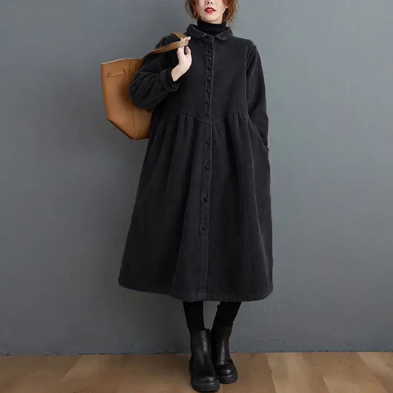 

Windbreaker Women's Mid-Length 2024 New Autumn and Winter New Large Size Plus Velvet Thick Loose Casual Jacket Trend Z4