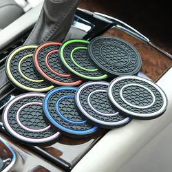 2pcs Car Water Cup Pad Holders Non-slip Bicolor Rubber Mat for Bottle Holder Coaster Auto Interior Anti-skid Cup Holders