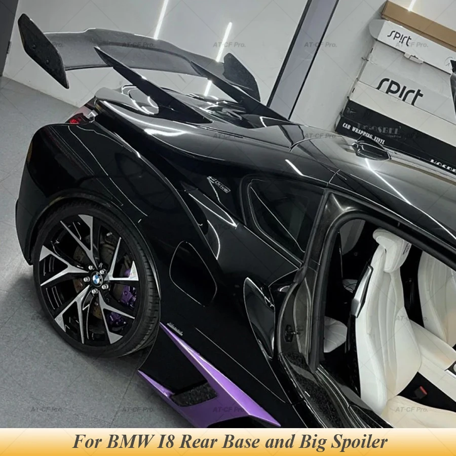 For BMW I8 Base and Spoiler 2014 2015 2016 2017 2018 2019 High Quality Carbon Fiber FRP Forged Rear Trunk Lip Spoiler Wing