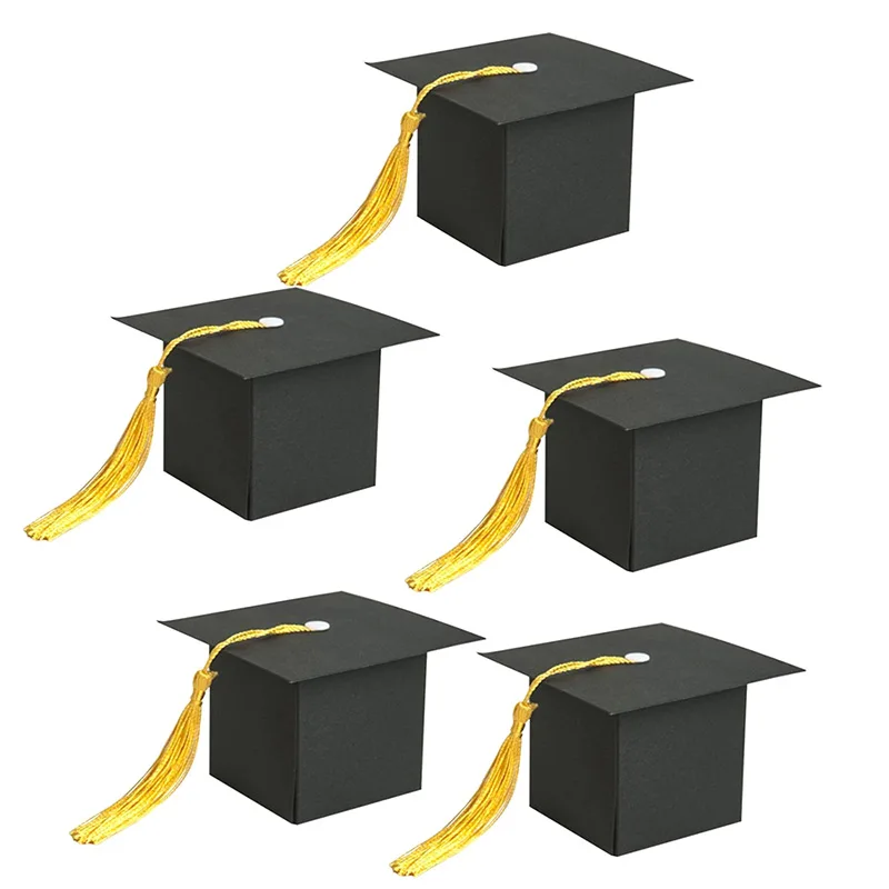 10pcs Paper Graduation Cap Candy Treat Boxes Gift Boxes with Tassel Graduation  Cute Graduation Party