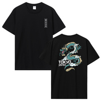 Dragon T Shirt Japanese Back Print Anime T-shirt Culture Cherry Blossoms Gang Streetwear Tee Men's Clothing T Shirts For Men