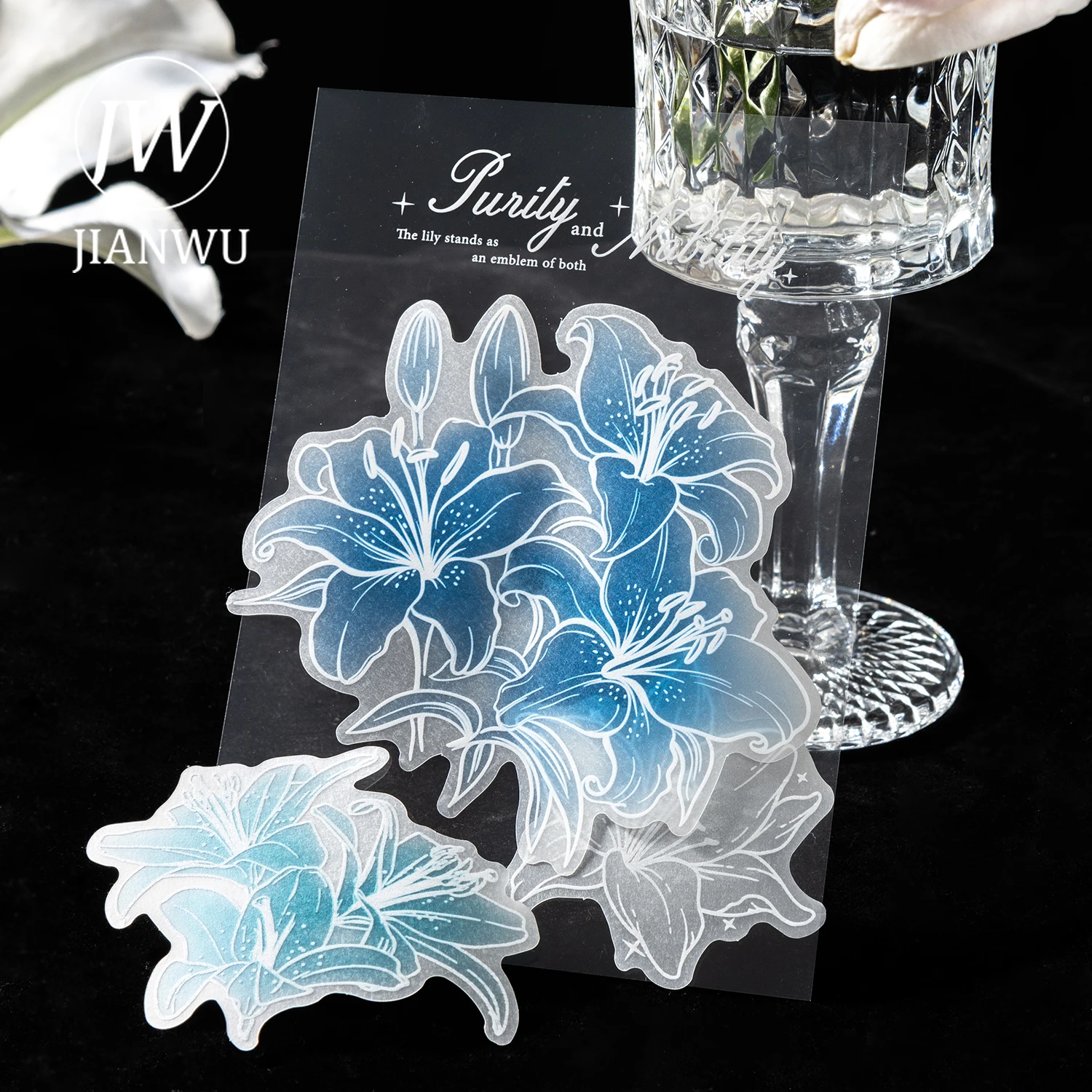 JIANWU Glazed Lily Series Vintage Flower Landscape Material Collage Scrapbooking Sticker Creative DIY Journal Stationery