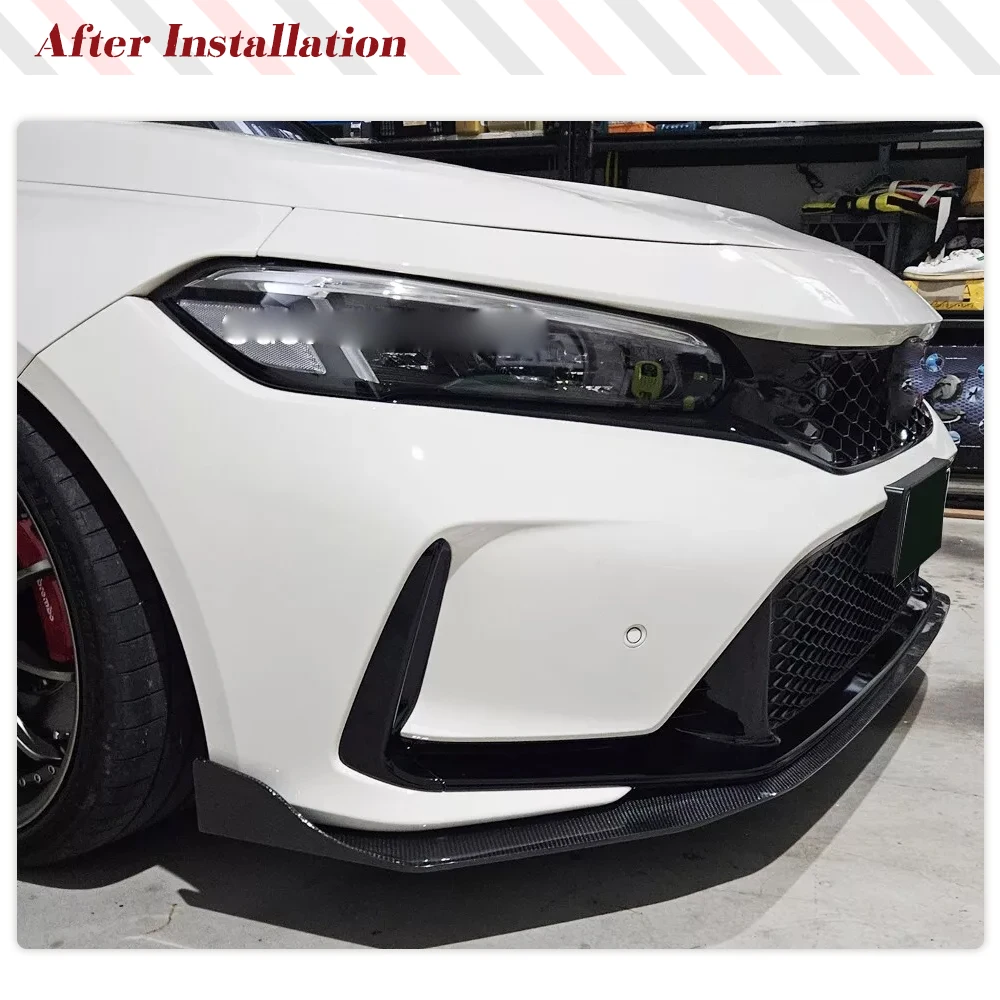 Front Bumper Lip For Honda for Civic Type R 11th 2022 2023 Car Front Bumper Lip Spoiler Apron Splitters Protector Carbon Fiber