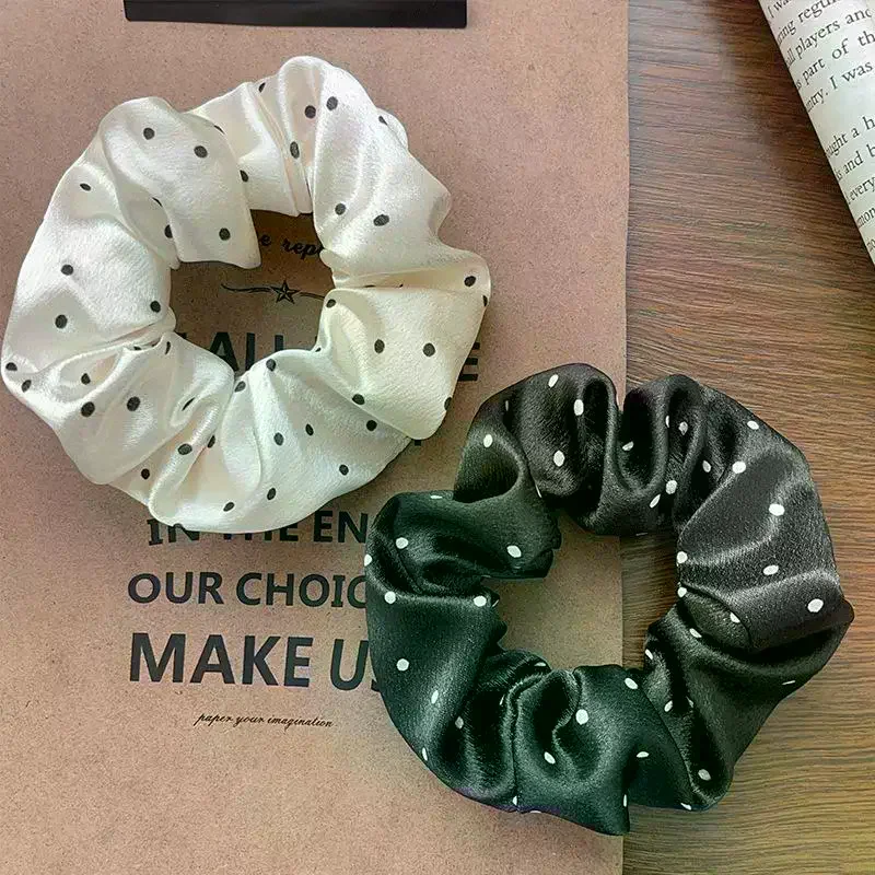 Scrunchies New Polka Dot Black And White Large Hair Bands Female Elegant Hair Rope Ties Ponytail Holder Headwear view 4