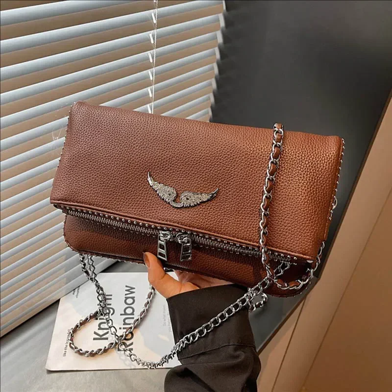 Bolso de hombro y bandolera de moda 2026, bolso cuadrado pequeño con alas para mujer, monedero pequeño y bonito, bolso de mano versátil y elegante