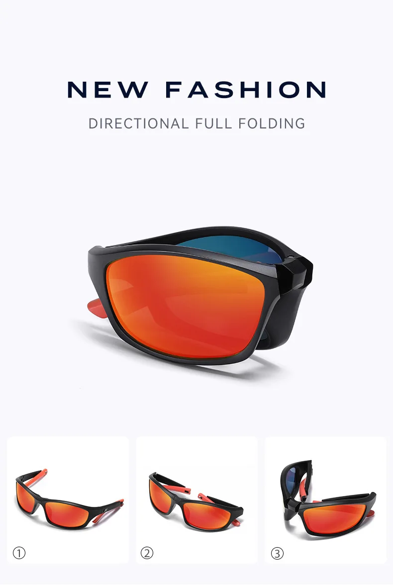 COHK Modische Faltbare Polarisierte Sonnenbrille für Männer und Frauen Markendesign Vintage Tragbare Klappbare Sport-Outdoor-Sonnenbrille UV400 – Detail 3