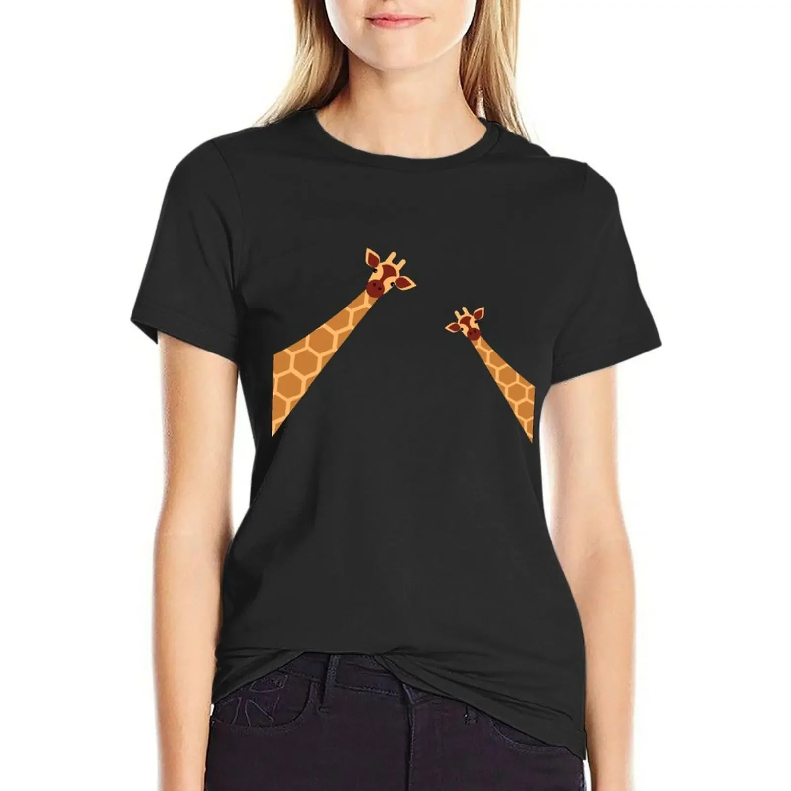 

Cute giraffes T-Shirt funny shirts graphic tees summer clothes tops black t shirts for Women