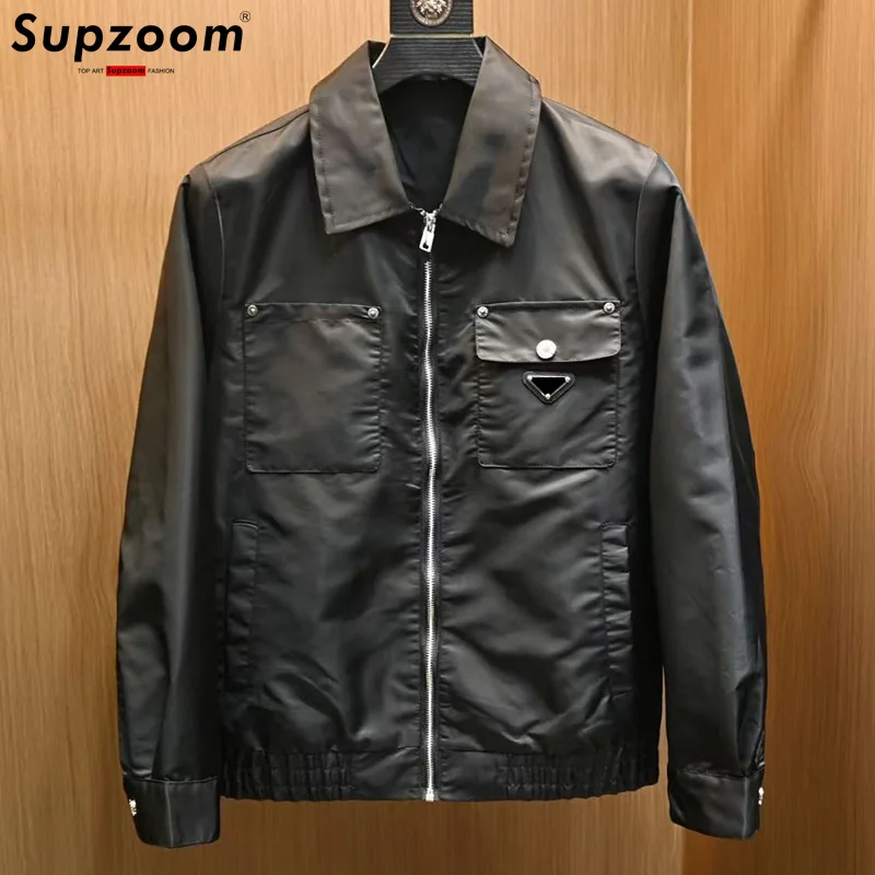

Supzoom New Arrival Turn-Down Collar Autumn And Winter Geometric icons Zipper Pattern Top Fashion Loose Casual coat Jacket Men