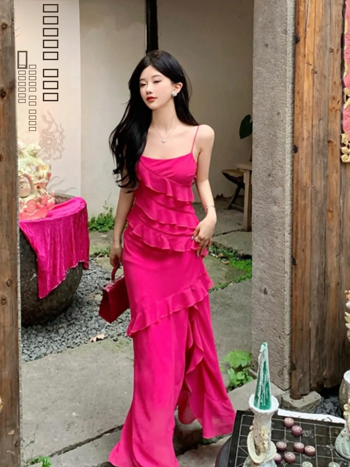 Robe de plage Dopne ing Vaion Dr Pink Strapl, jupe d'été en polyester à taille haute pour femmes