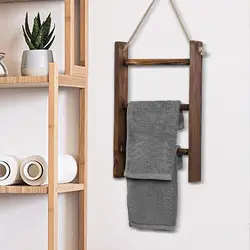 Wood Towel Racks 3 Tiers Towel Rack Tea Towel Stand Display Hanger Wall Mount Towel Ladder Rustic for Living Room Hote