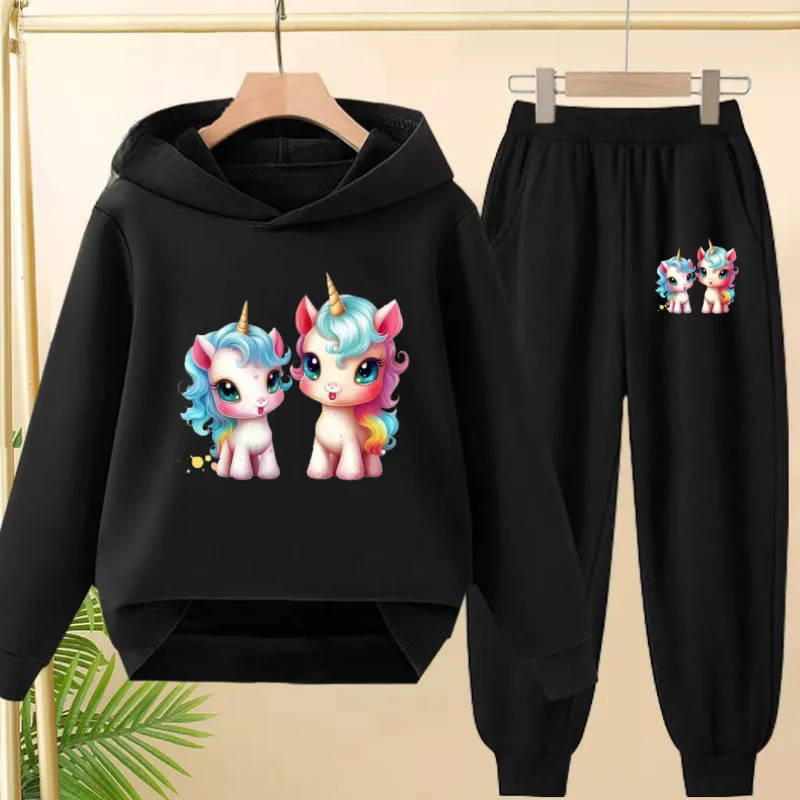 

Children Unicorn Anime Pretty Hoodie Coat Sweatshirt Top+Pants 2-Piece Set Boys Girls Toddler 3-12Yrs Charming Casual Sports Set