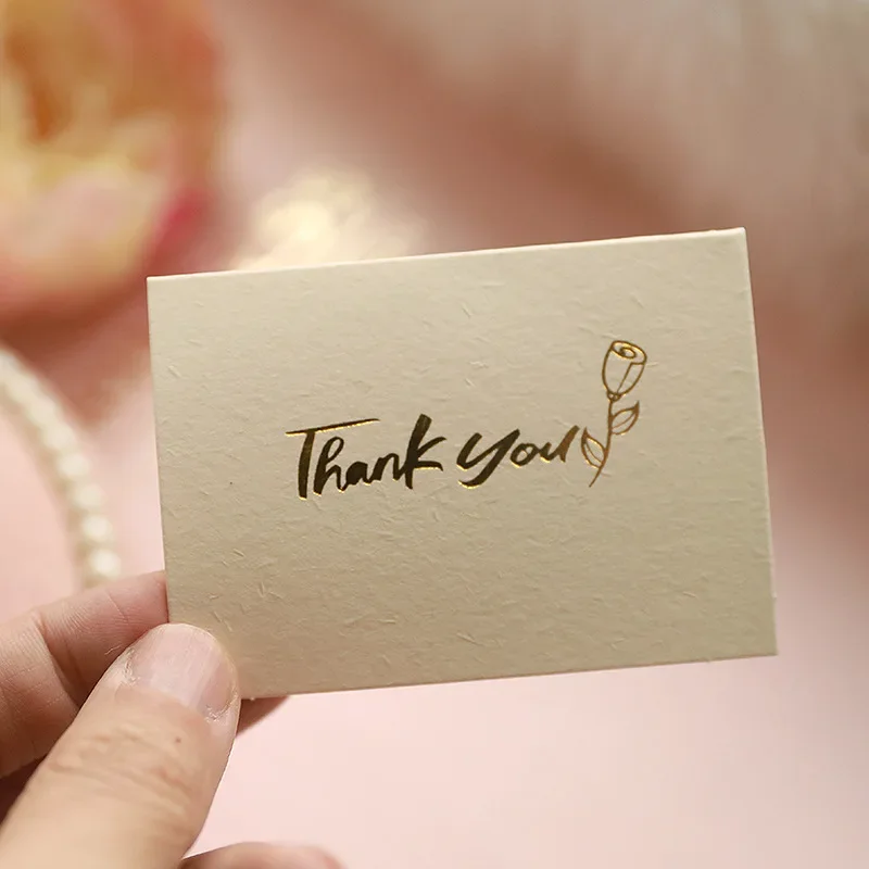 Thank You Card for Supporting Business Package Decoration Light Golden Color for Business Mother\'s Teacher\'s Day Thank You Gift