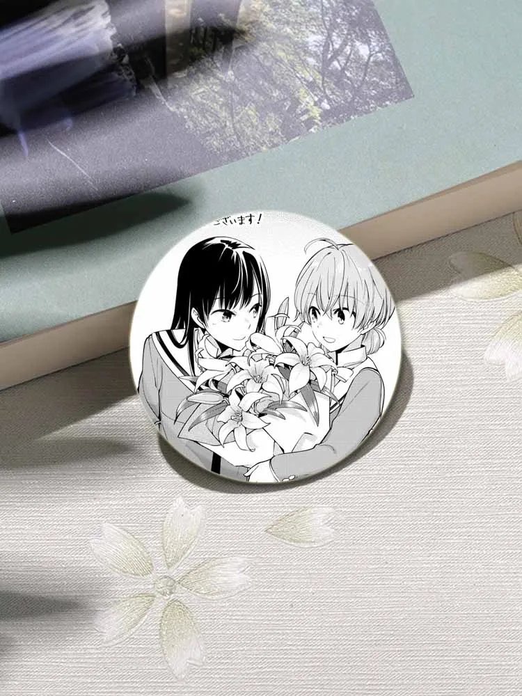 32/44/58mm Anime Bloom Into You Simple Button Pin Snap in Design Brooch Daily Stylish Ornament Badge Gifts for Friends
