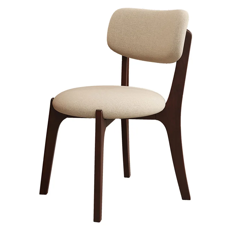 Modern Minimalist Oak Dining Chair, Nordic Solid Wood Soft Padded Backrest Chair, Household Restaurant Leisure Chair