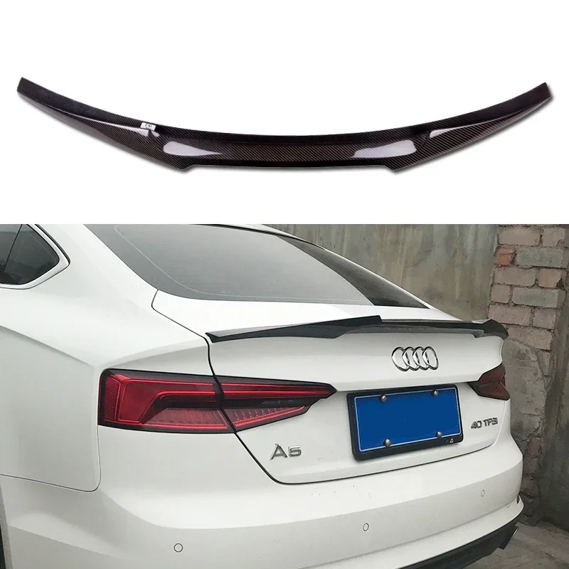 

2017 To 2023 M4 Style For Audi A5 S5 Coupe B9 F53 8W6 Rear Spoiler Rear Trunk Wing By Glossy Black Carbon Fiber ABS Body Kit