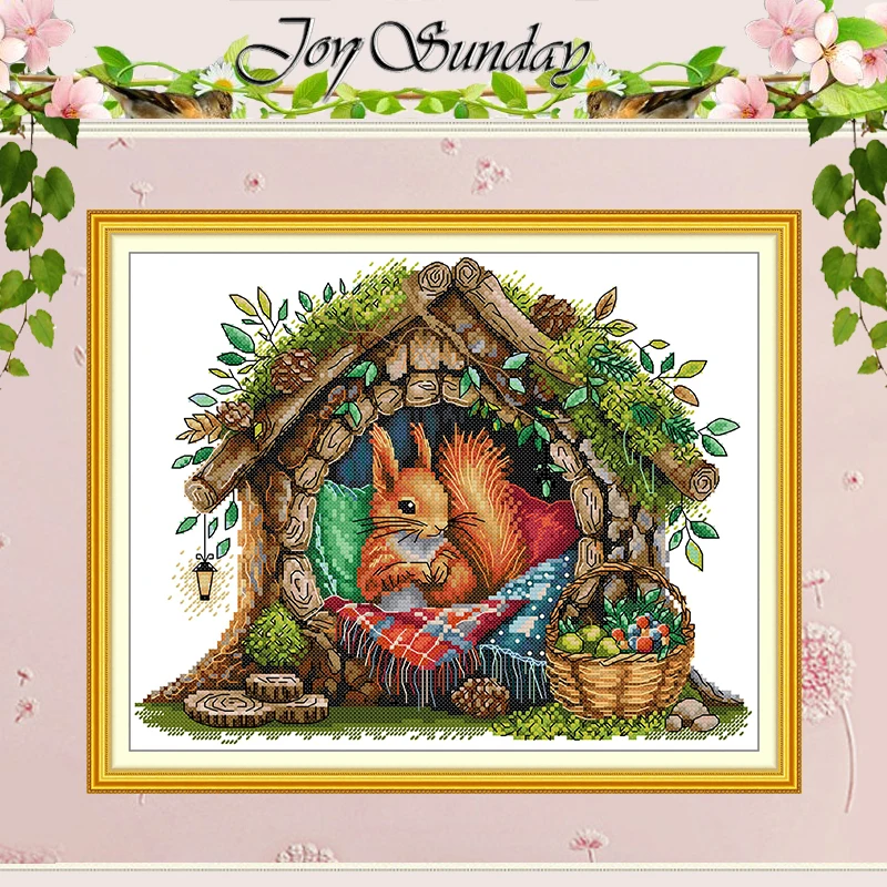 The Squirrel's Home Patterns Kreuzstich-Set zum Selbermachen, 11 CT, 14 CT, 16 CT, HD-gestempeltes DMC-Kreuzstich-Set, Stickerei-Handarbeit