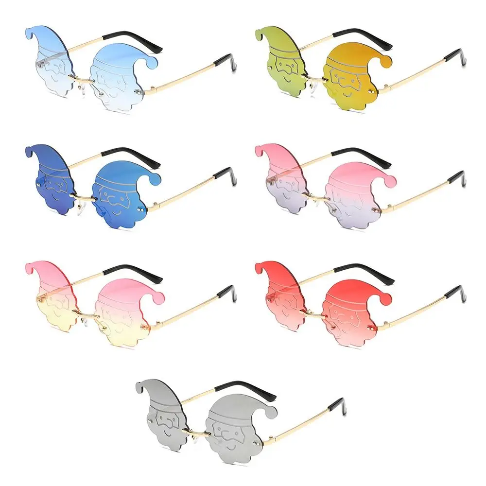 Funny Multi-color Lens Christmas Sunglasses Santa Claus Shaped Glasses Xmas Festive Parties Supplies for Women & Men