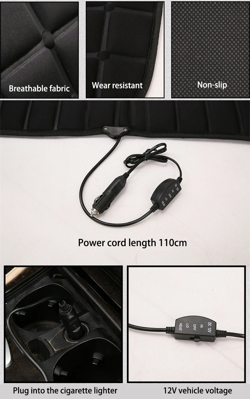 1 stücke 12 V Beheizte Auto Sitzkissen Abdeckung Sitz Heizung Wärmer Sitz Abdeckung Winter Haushalt Kissen Auto Fahrer Beheizte sitzkissen – Detail 10