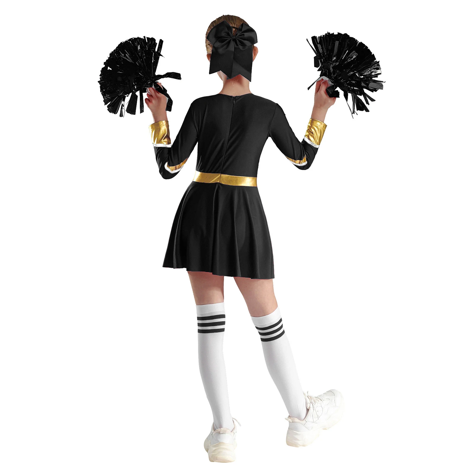 女の子のためのきらびやかなチアリーダーの衣装,長袖のコスプレドレス,チアリーディングダンスドレス,制服,子供のための