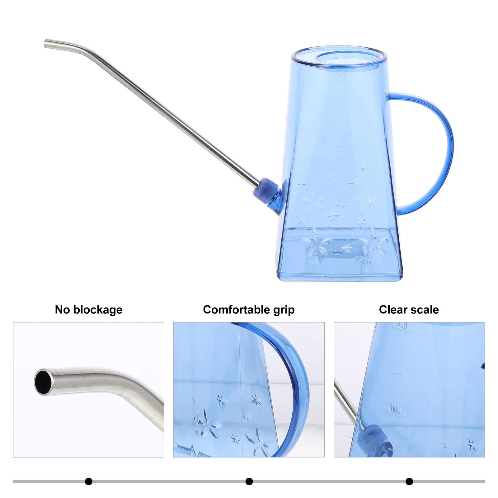 

Long Spout Watering Can Stainless Steel Plastic Transparent Watering Pot for Houseplants Succulents Indoor Outdoor Gardening