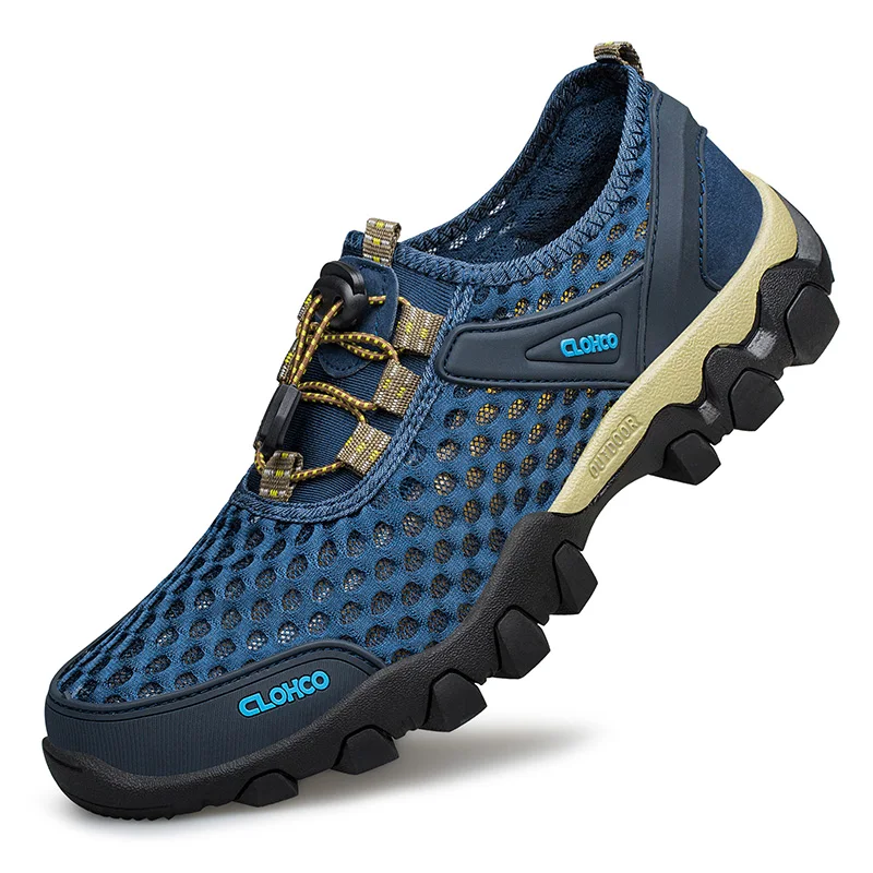 CLOHOO Mesh Shoes Thick Rubber Sole Handmade Cold Glue Casual Outdoor Sports Men's Shoes Breathable Comfortable Summer Sandals