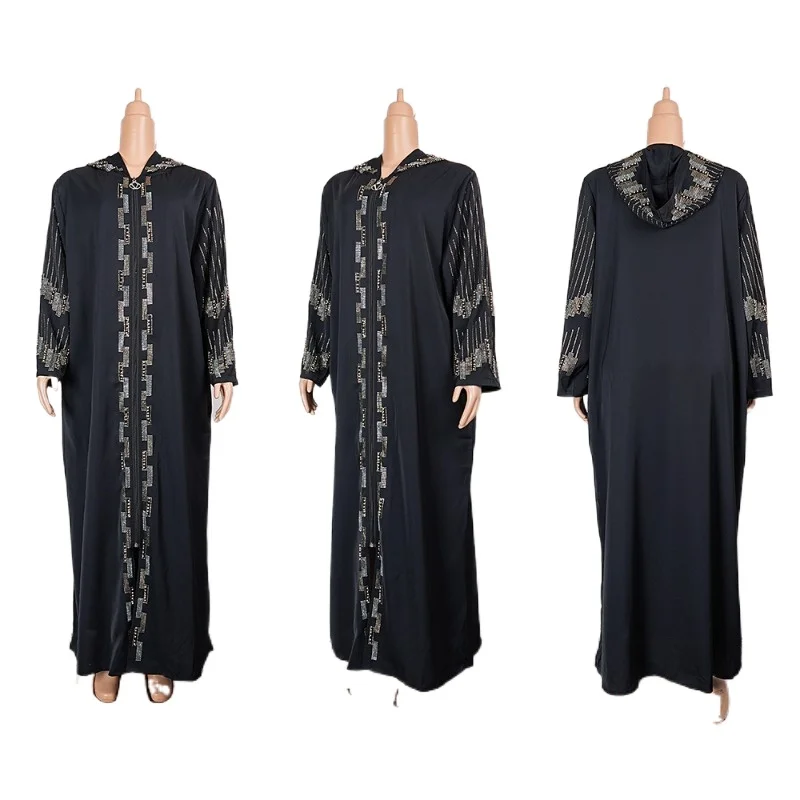 African mother's robe fashionable elegant dress V-neck luxury front and back diamond horn sleeve