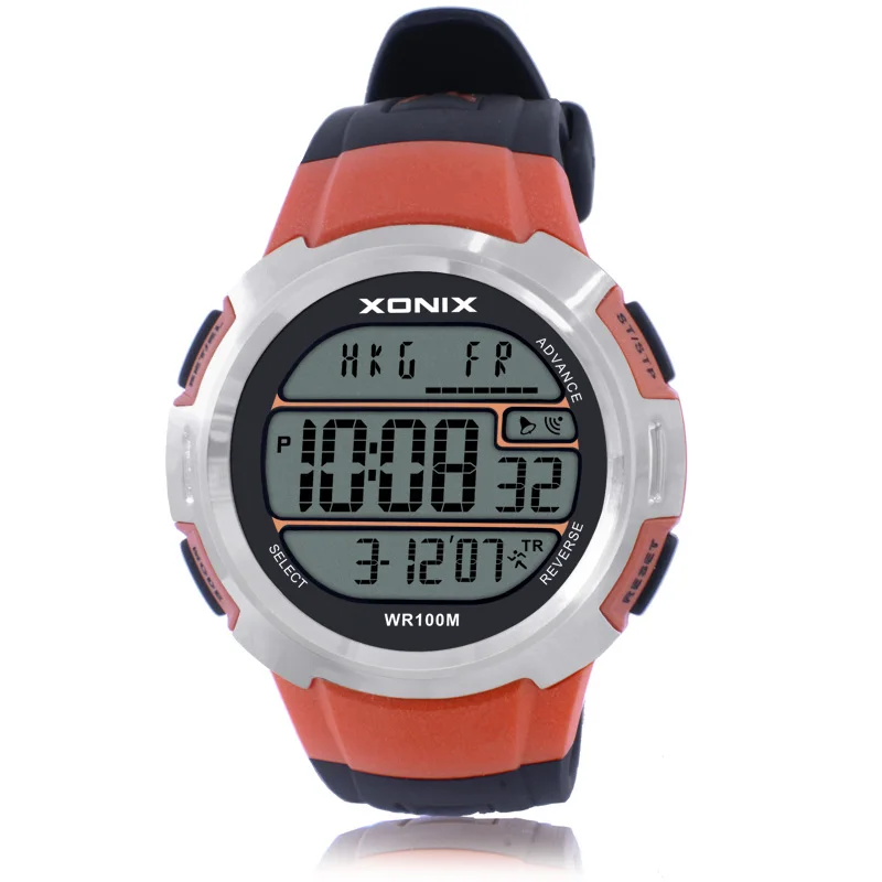 

XONIX Классические мужские спортивные цифровые часы с обратным отсчетом, сигнализация для плавания, дайвера, водонепроницаемые, 100 м, уличные Reloj Hombre Montre Homme CK