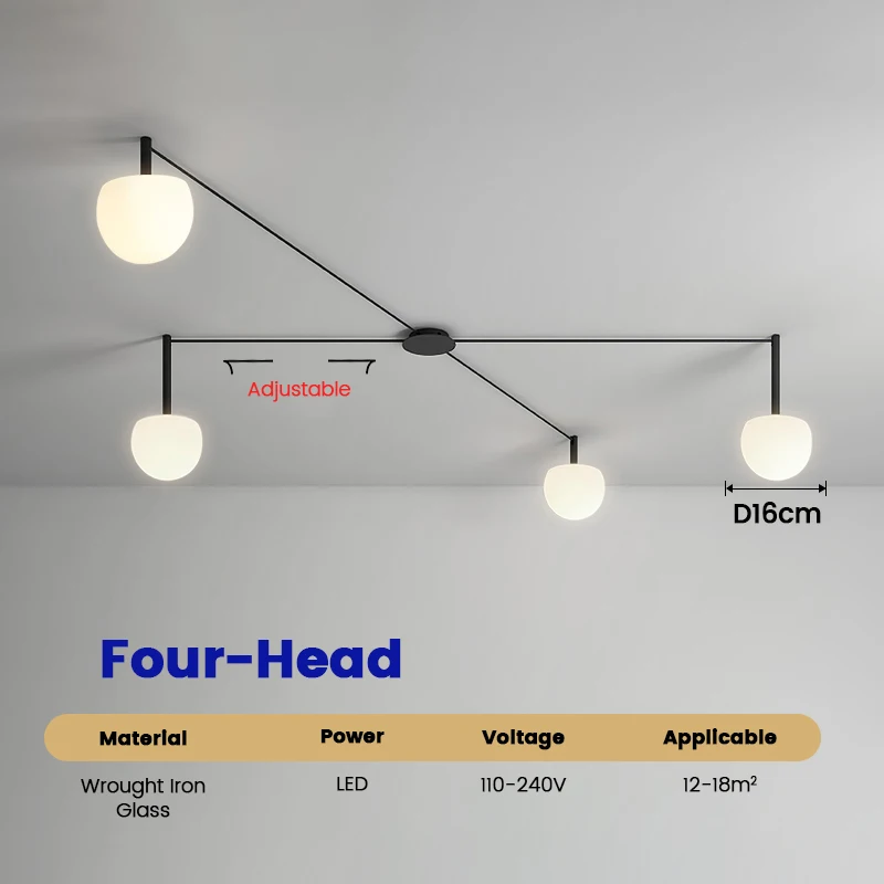 Minimalistische lineaire plafondlamp zwart Spider Lamp glazen lamp voor slaapkamer studeerkamer woonkamer kantoor villa binnenverlichting