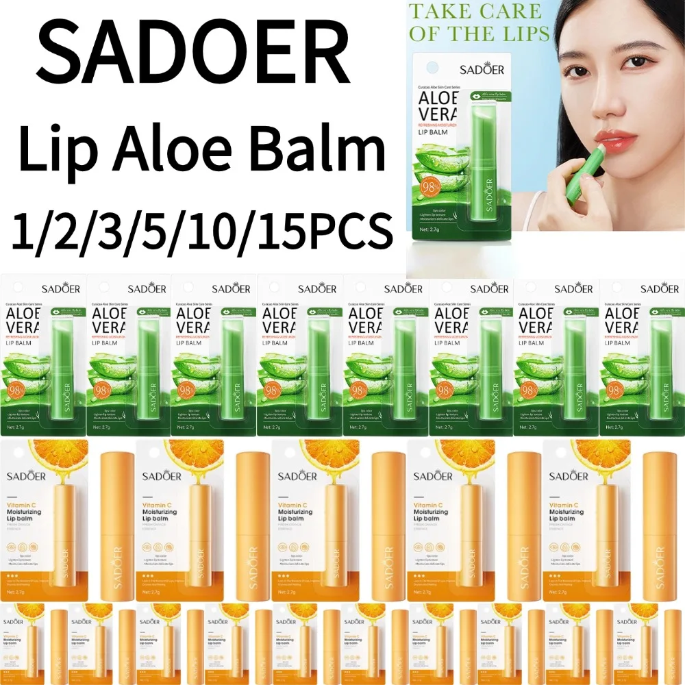 SADOER 1-15PCS Lip Aloe Balm Nourishing Hydrating and Moisturizing Preventing Cracking and Repairing Lips Gentle Non Irritating