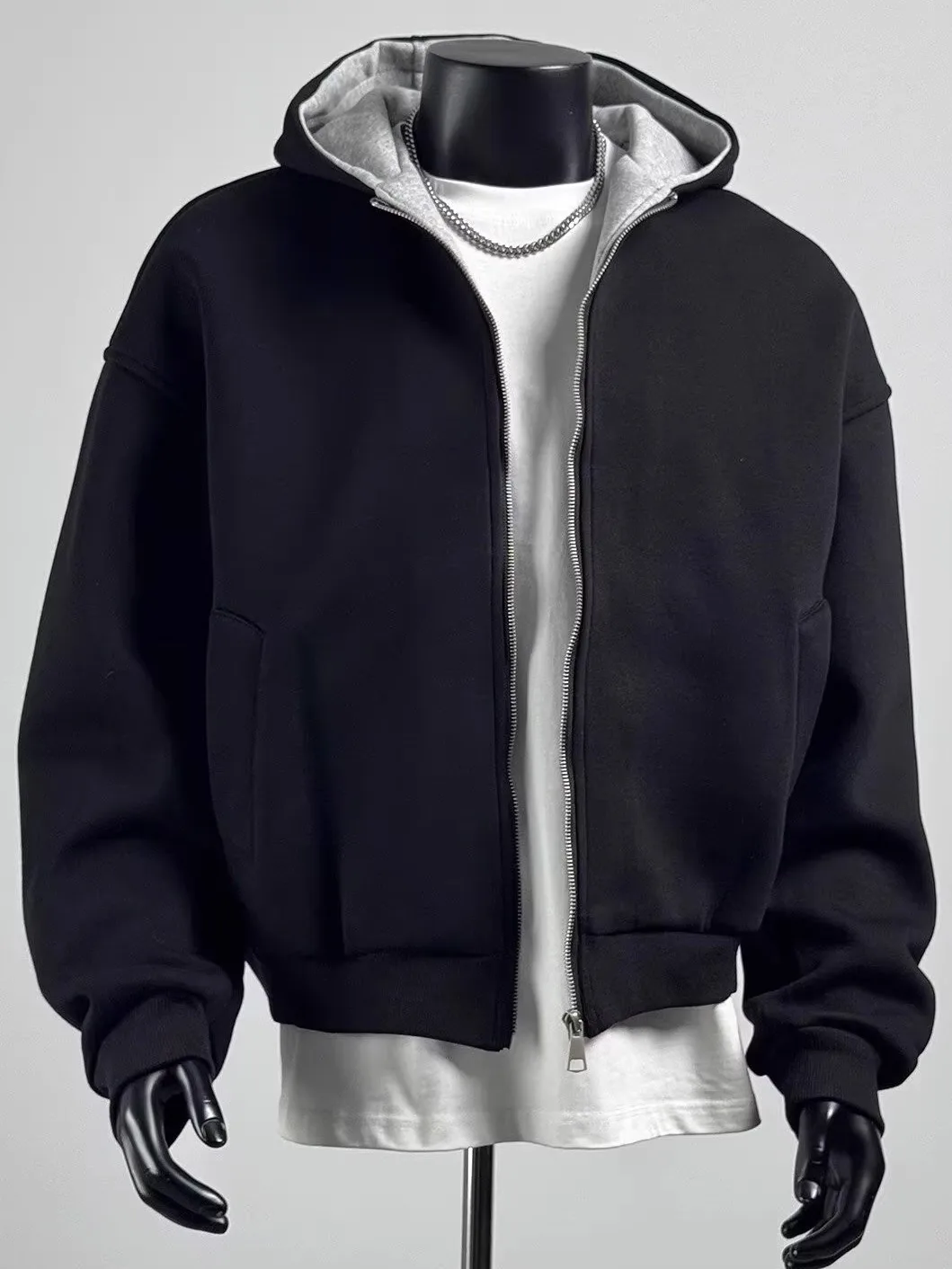 Heavy-duty American-style Zipper Hooded Sweatshirt for Men Stylish Autumn Gray Cardigan, Loose Casual Versatile Hoodie Jacket