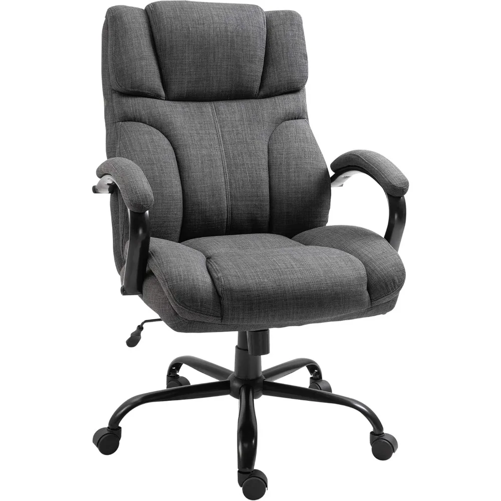 Office Chair with Wide Seat, Executive Computer Desk Chair with Adjustable Height, Swivel Wheels and Linen