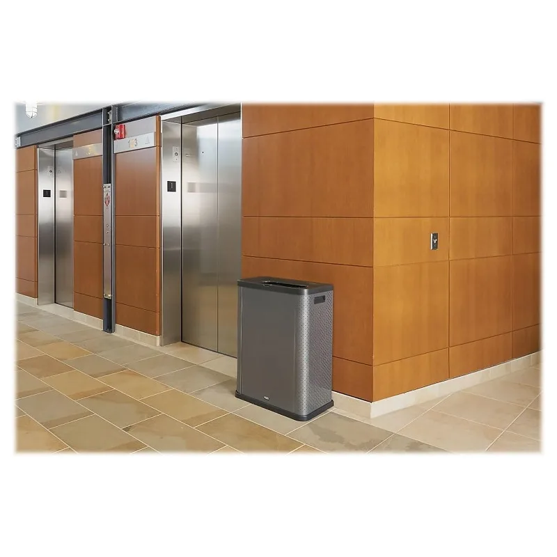 حاوية مرتفعة، سلة مهملات معدنية مزخرفة ثلاثية الجوانب أو غطاء، تعبئة أرضية سعة 23 جالونًا، لؤلؤة دار #5