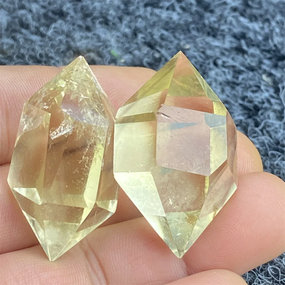 40g Natural Clear Citrine Double Tip Energy Bar Reiki Healing Crystal Points Garden Home Decor Feng Shui Wealth Gift Meditation