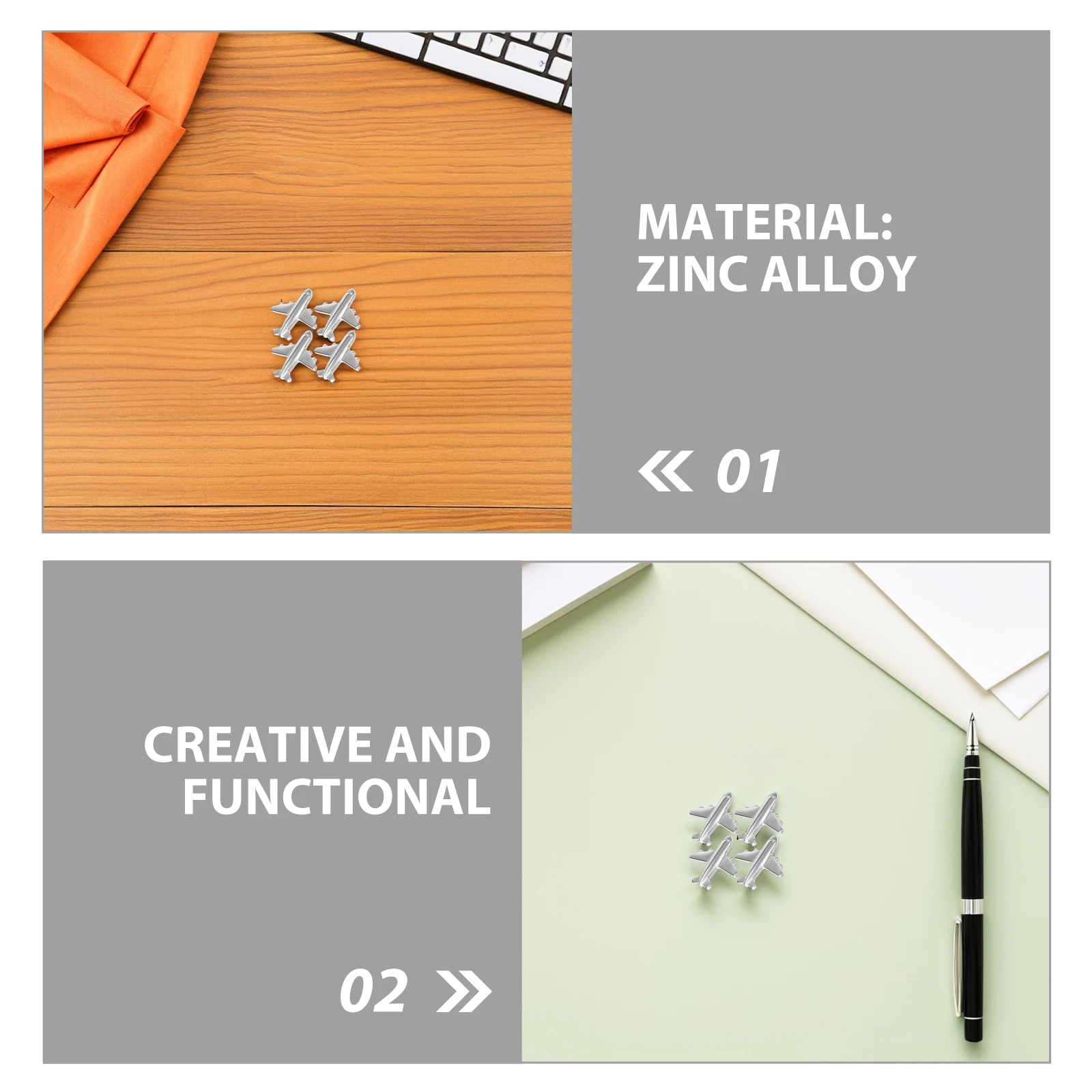 60 Stuks Vliegtuig Punaises Metalen Punaises voor Kurk Boord Decoratie Muur Display Organiseren Notities Kaarten Thuis Kantoor School