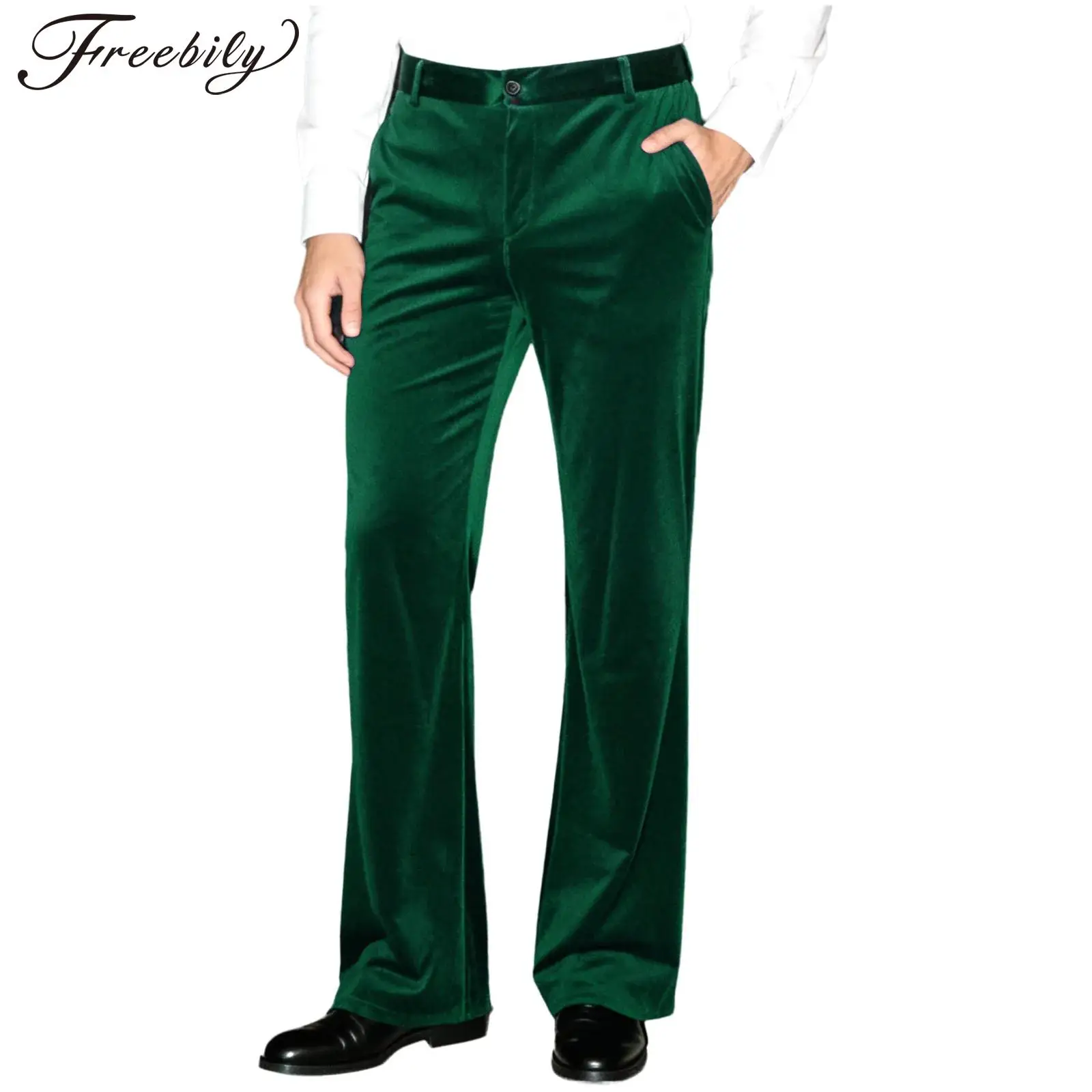 

Velvet Mens Trousers Retro Flares Pants Western Cowboy Costume Party Wear 80s 70s Disco Vintage Party Outfits Hommes Long Pants