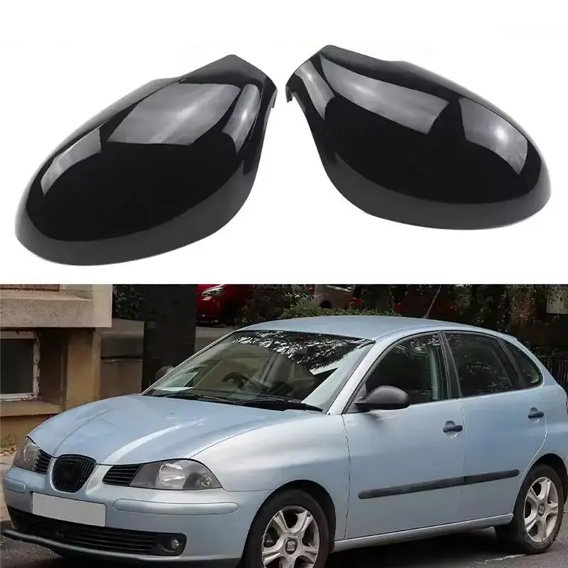 AMEXIAOXU  1 Pair Car Rearview Mirror Housing Rearview Door Wing Side Mirror Cover With Tool For SEAT Ibiza MK3 6L 2002-2008