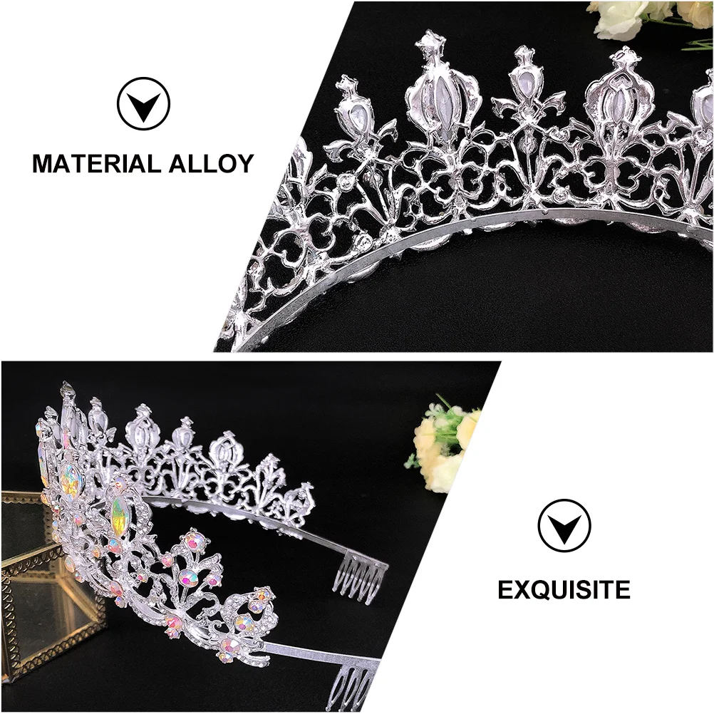 

Crystal Crown Tiara Wedding Hair Accessories Bridal Alloy Women Headdress Lightweight Comfortable Chic Exquisite Design Suitable