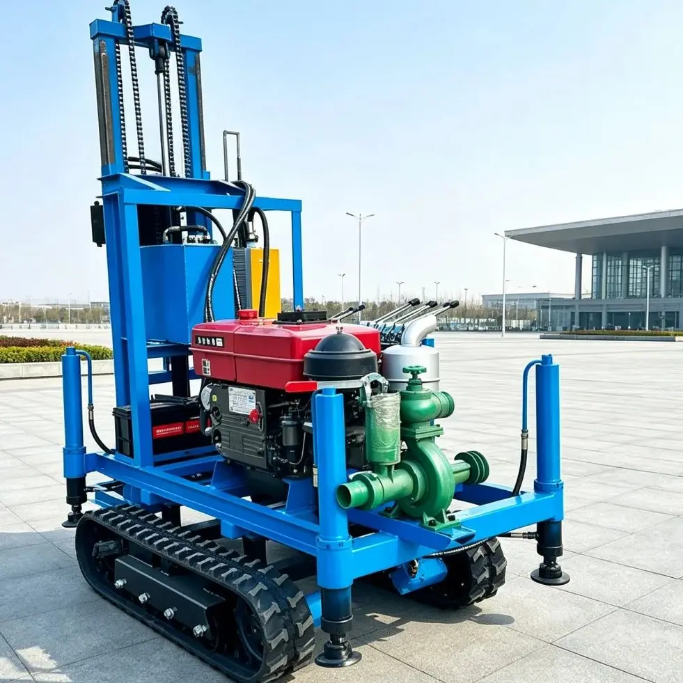 Customized Rubber‑track household drilling rig, diesel water well drilling machine, farmland and orchard machine