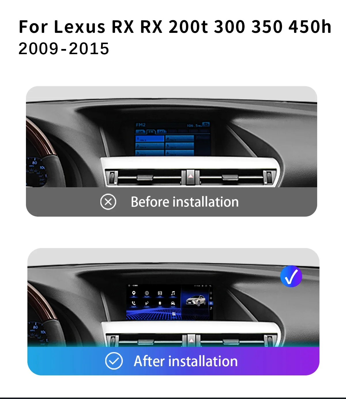 New Android 14 Car Radio Player For Lexus RX RX270 RX350 RX450 RX200T RX450H 2009-2015 Multimedia Carplay Auto GPS Screen Stereo