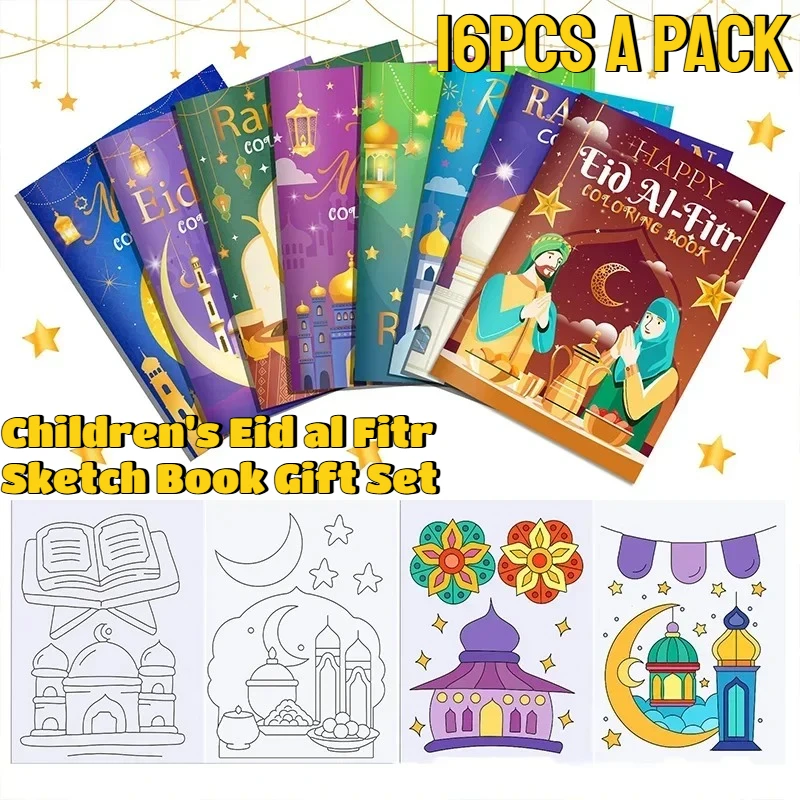 DIY Educational Gift For Kids Eid Children's Sketchbook Coloring Book Ramadan Mubarak Islamic Doodle Activity Set