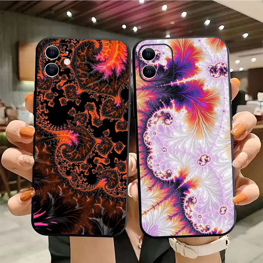 1pc Trippy Psychedelic Trance Fractal Phone Case Silicone Soft For IPhone 16 15 14 13 12 11 Plus Pro Max Plus