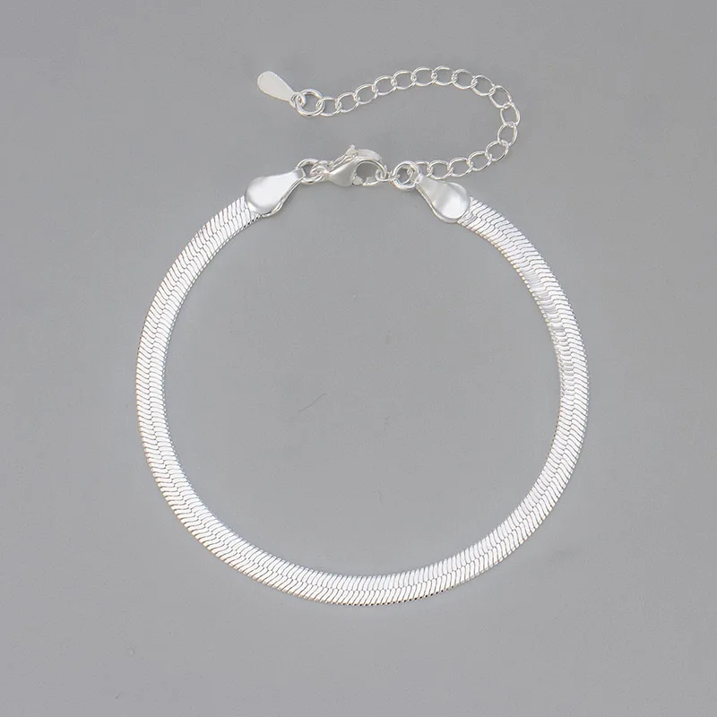 925 Sterling Silver Bracelets for Women Men String Accessories Gold Snake Chain Smooth Pendant Party Jewelry Gift