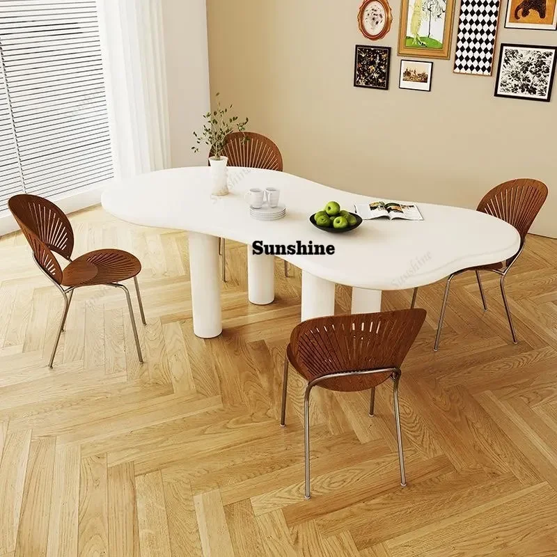 Home retro irregular dining table French cloud solid wood long deskTJ