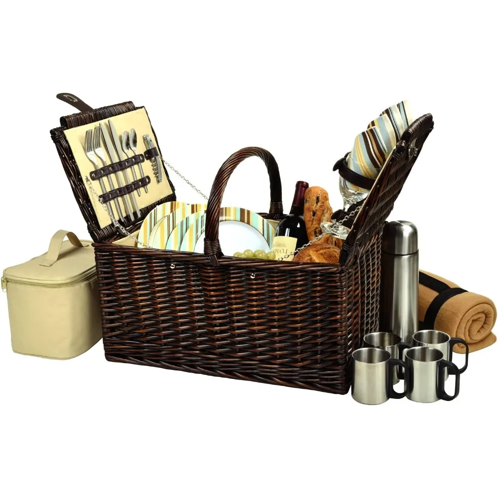 

Picnic Basket with Service for 4 with Blanket and Coffee Service