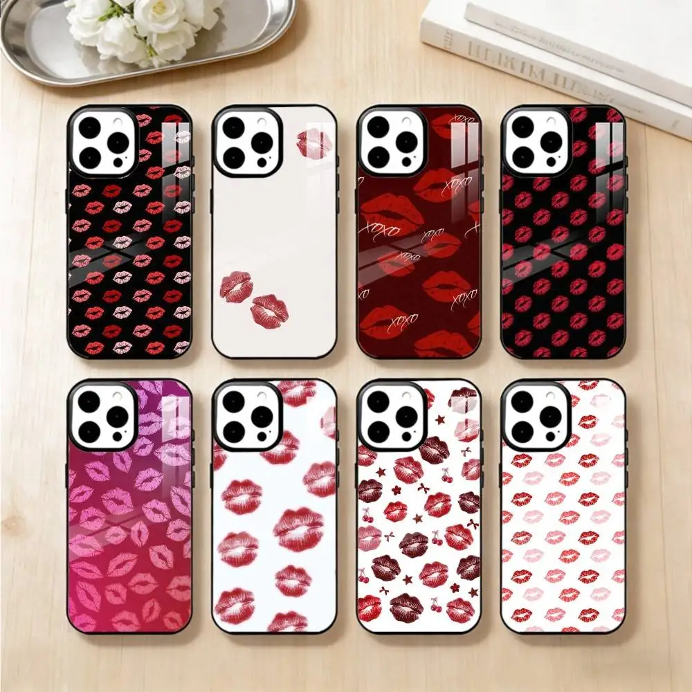 

Sexy Girl Red Lips Kiss Phone Case For iPhone 14,16,15,13,17,12,Plus,Pro,Max Magnetic For Magsafe Frosted Cover