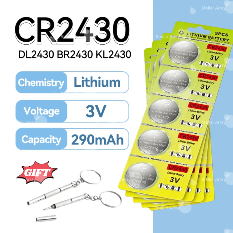 

Original Power CR2430 3V Lithium Battery, 290mAh for Watch, Scale, Calculator, Key Fob, Toys - DL2430 BR2430 Equivalent