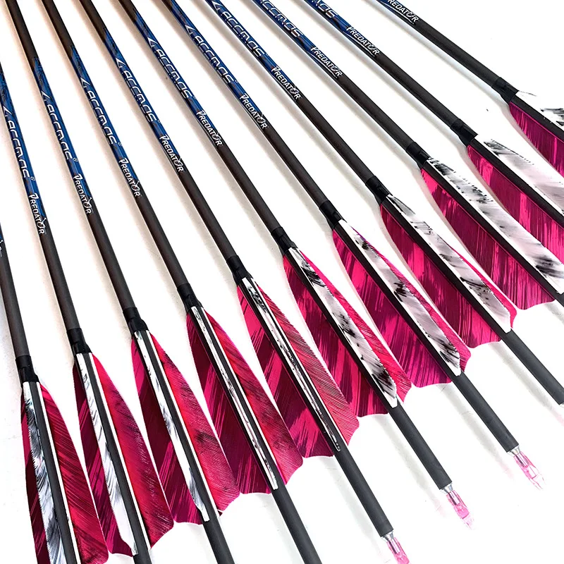 Pure Carbon ID4.2 6.2MM Arrow Turkey Feather Spine250 300 350 400 500 600 700 800 900 1000Already Made for Field Archery Hunting